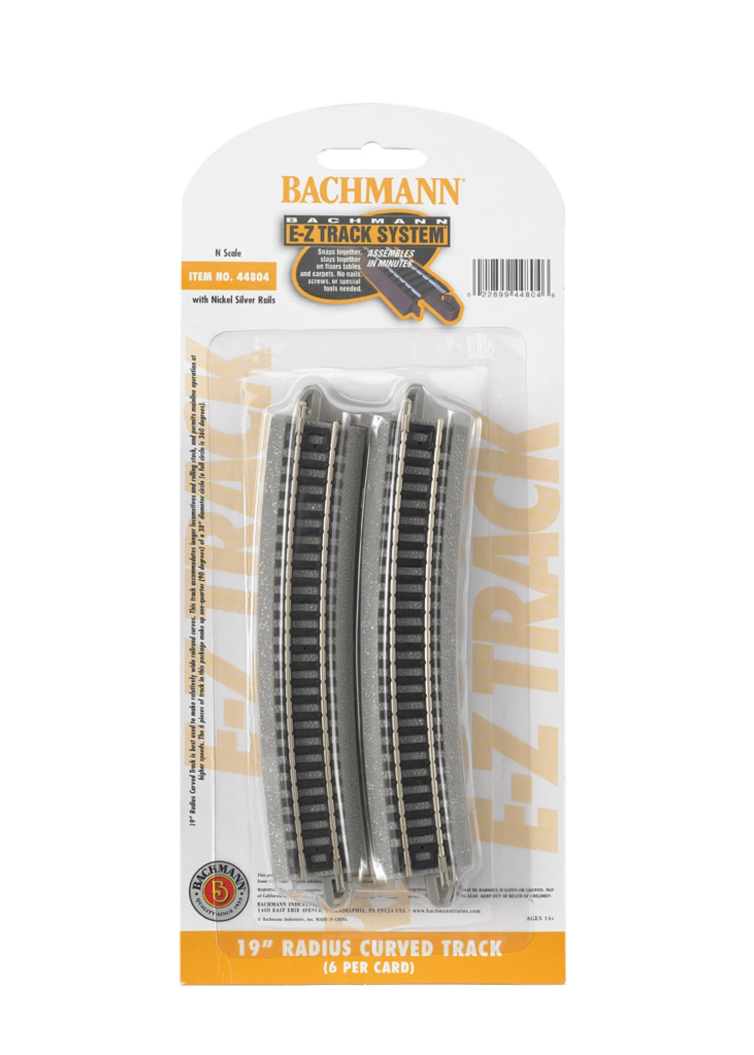 Bachmann 44804 - 19" Radius Curved - N Scale EZ Track 3 Bachmann 44804 - 19" Radius Curved - N Scale EZ Track